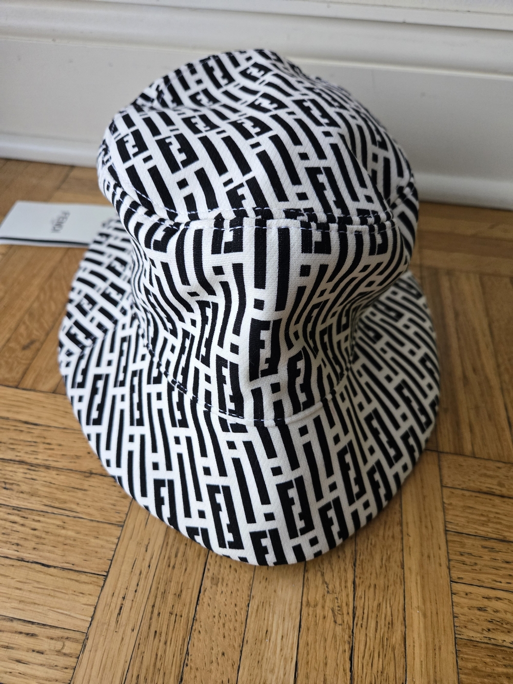 Brand New With Tags Fendi Black & White Monogram Bucket Hat